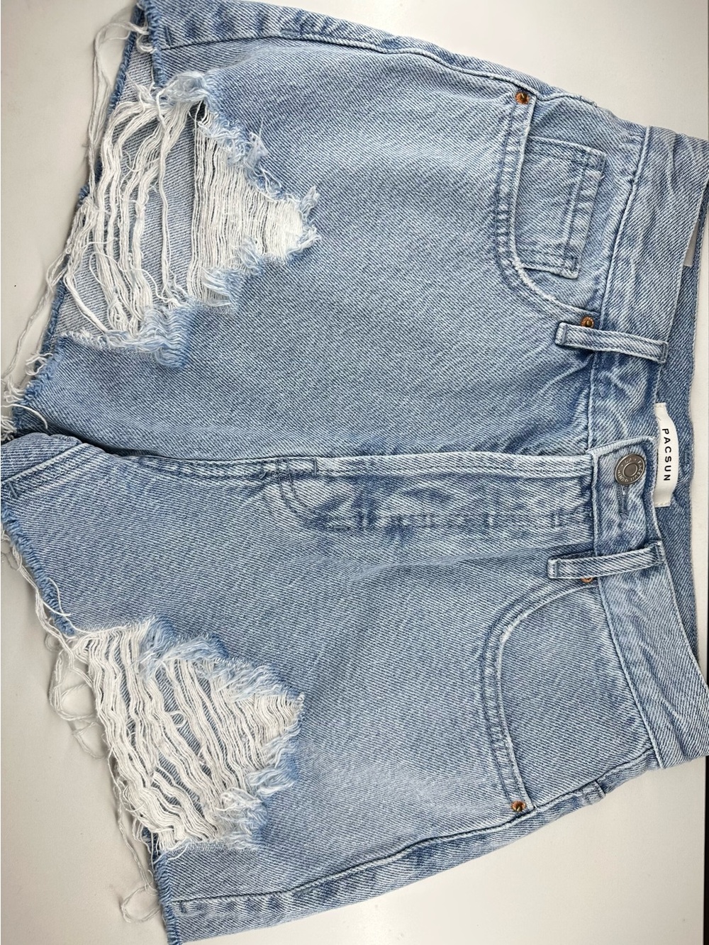 PacSun Light Blue Distressed High-Rise Denim Shorts